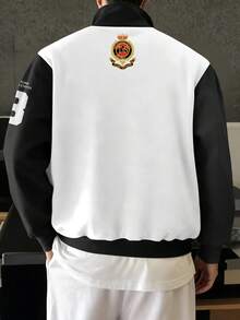 Manfinity Homme Áo nỉ kéo khóa nửa thân kiểu Mỹ cổ điển, phối màu đỏ đen trắng, in logo số 33 hình con ngựa, áo nỉ cổ đứng thể thao New York dành cho nam. - Nhiều màu - Xem 4