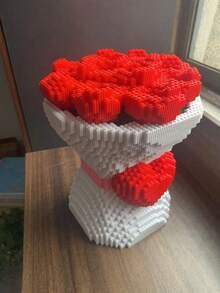 1 Set Rose Flower Bouquet Building Blocks Toy, Small Particles Assembly Blocks, 3D Toy, Valentine's Day Gift For Friends And Family, Rose Flower Gift - Multicolor - View 4