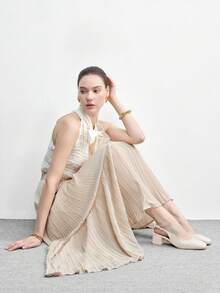 CUCCOO BIZCHIC 女士时尚低跟鞋，经典黑色后跟带设计，适合夏季毕业舞会、度假、春假、复活节和圣诞节等场合。 - 淺米色 - 查看 6