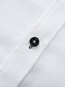 Calvornis Manfinity Mode Men's Solid Color Long Sleeve Shirt,All White Autumn Casual Office Stand-Up Collar Business Formal Dress Shirt For Wedding Party Gift - White - View 6
