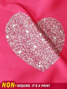 SHEIN 女婴针织柔软圆领宽松厚款卫衣，秋冬休闲装 - 玫紅色 - 查看 7