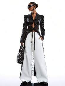 LYSMO 女士蕾丝拼接系领轻薄长袖睡袍，时尚百搭，适合日常穿着