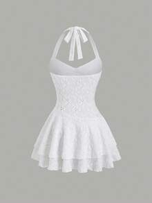 Sweetra Đầm nữ gợi cảm cổ khoét sâu, đính sao kim loại, kiểu yếm hở lưng, xếp ly ở gấu váy, ôm eo, phong cách lãng mạn ngọt ngào, thích hợp cho mùa xuân/hè. - Cà phê - Xem 2