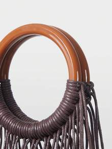 MOTF PREMIUM 女士度假风流苏手提包 - 米色 - 查看 5