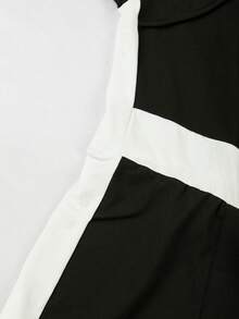 Roveilla Bộ jumpsuit dài tay cổ cao phối màu dành cho nữ cỡ lớn, dáng ôm, phù hợp cho đi chơi, đi làm, hẹn hò, mùa xuân/thu. - màu đen - Xem 4