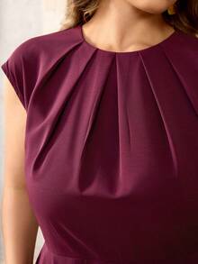 Roveilla Đầm dài tay ngắn dáng chữ A cổ tròn xếp ly eo màu trơn dành cho nữ cỡ lớn, màu hạt dẻ, có thể điều chỉnh eo, kiểu dáng thanh lịch Pháp cổ điển, trang trọng, công sở, đi làm, đi nghỉ mát, dự tiệc chiều, phong cách đường phố, đơn giản, đa năng, cổ điển Úc, thích hợp cho tiệc tại nhà, ngày lễ tình nhân, hẹn hò, mùa xuân hè. - Màu Đỏ Sâu - Xem 4