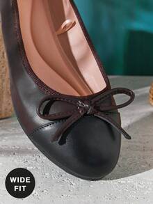 SHUZIA Top Seller Women's Bow Accent CC-Inspired Two-Tone Closed Toe Flat Heel Classic Chocolate Ballet Flats - Versatile, & Comfortable - Coffee Brown - View 5
