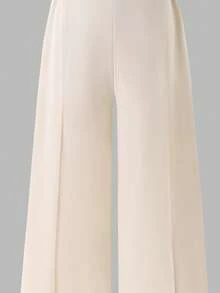 SHEIN Quần ống rộng cạp cao dành cho bé gái tuổi teen, kiểu dáng thoải mái, dáng suông, đa năng và ôm sát, phù hợp cho các hoạt động ngoài trời, thư giãn và giải trí. - Màu Khaki - Xem 5