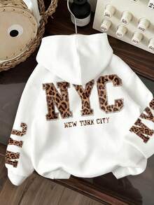 SHEIN Áo nỉ dài tay dáng rộng in họa tiết da báo dành cho nữ cỡ lớn. - trắng - Xem 1