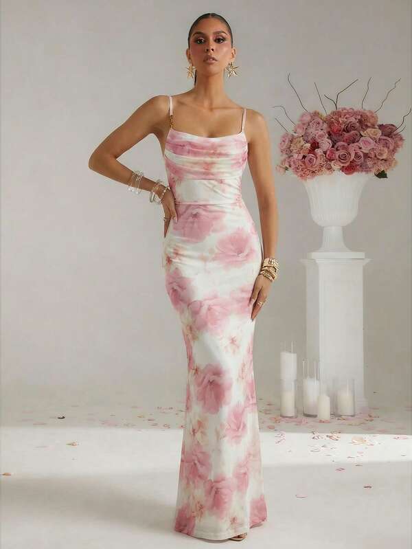 Lumalex Summer Spring Valentine's Day Sweet Beautiful Valentines Outfit San Valentin Valentines Easter Wedding Engagement Coming Of Age Ceremony Women's Luxury Party Floral Print Dress, Ideal For Spring Festival, Valentine's Day Vacation Birthday Outfits Wedding Guest  Wedding Party Summer Holiday Beach Outfits Luxury Look QuietLuxe Prom Gathering Party Banquet Modest Old Money Coquette Rave Festival Richly Layered Al-Adha Party