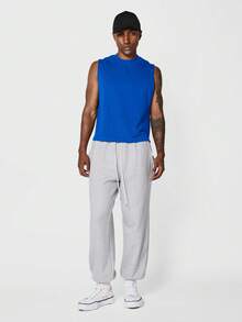 SUMWON Cropped Raw Edge Tank Top Sleeveless Crew Neck Casual Summer Streetwear Fashion - Navy Blue - View 4