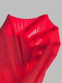 SHEIN Playful Pals 2件套 女童可爱提花针织蝴蝶结装饰无袖上衣+牛仔百褶裙 甜美休闲套装，适合夏季日常穿着、旅行或拍照 - 紅色 - 查看 8