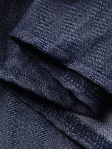 Livesso Loose Fit Tie Front Denim Blouse For Women - Blue - View 9