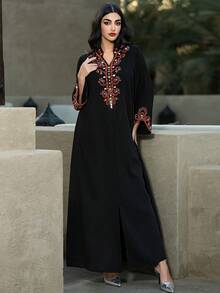 Layrah Áo choàng dài đính cườm thủ công nhiều màu sắc, thanh lịch và thoải mái. - màu đen - Xem 9