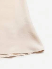 Lyxana Women's Elegant Sleeveless Pearl Decor Round Neck Dress - Apricot - View 5