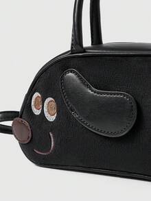 ROMWE Kawaii Exclusive Design Handbag With Poodle Graphic - Black - View 4
