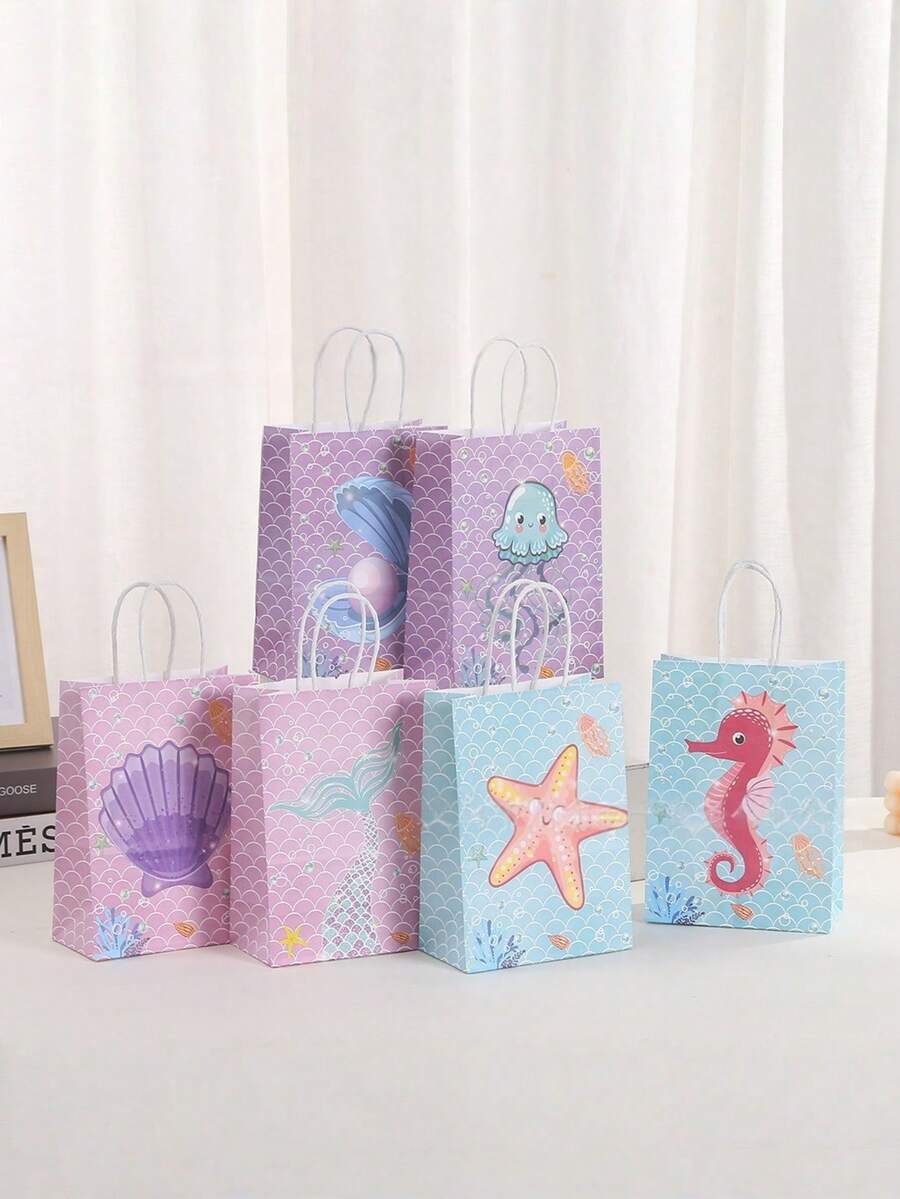 6/18/24/30/36Pcs Mermaid Party Gift Bag Mermaid Party Bag With Handle Pearl Mermaid Gift Bag Undersea Gourmet Gift Wrapping Bags For Birthday Party Decoration Items Snack Gift Wrapping Tote Bag - Multicolor - View 1