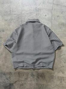 ROMWE MEN 男士休闲千鸟格印花短袖衬衫，夏季 - 彩色 - 查看 2