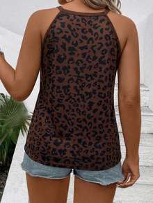 EMERY ROSE Áo tank top cổ tròn họa tiết da báo cỡ lớn, kiểu dáng thường ngày, đa năng, thích hợp cho mùa hè. - Nhiều màu - Xem 2