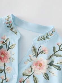 SHEIN Franclia 女士优雅印花腰带蝴蝶结衬衫 - 彩色 - 查看 4