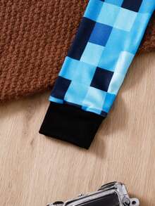 2pcs/Set Boys' Soft Comfortable Snug Fit Pajamas, Cute Plaid & Cartoon Print Long Sleeve Top And Pants, Casual Loungewear For Autumn/Winter - Multicolor - View 8