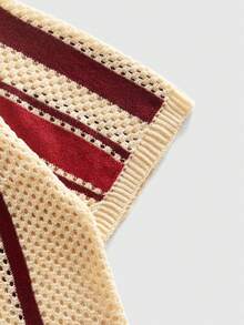 ROMWE MEN 男士V领刺绣运动针织上衣，复古街头风 - 彩色 - 查看 4