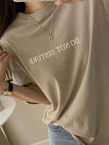 DAZY 女士宽松常规版型字母印花 T 恤夏季