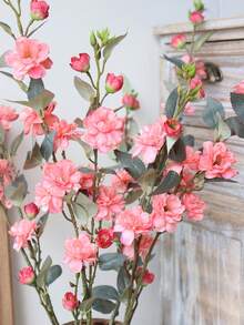 1 Cây hoa trà nhân tạo bằng vải lụa nhựa, thân đơn, 7 màu, đơn giản và trang nhã, thân dài, thích hợp cho tiệc cưới/trang trí nhà cửa/lễ hội, hoa nhân tạo dài 90cm/35.43in - Màu Hồng Tươi - Xem 3