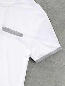 Manfinity Homme 男士休闲撞色圆领落肩短袖T恤短裤套装，夏季 - 灰色 - 查看 4