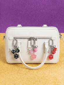 Joivida Sided Dice Keychain With Billiards & Star Charms - Zinc Alloy, Street Style Accessory For Bags, Cars, And Keys - Multicolor - View 4