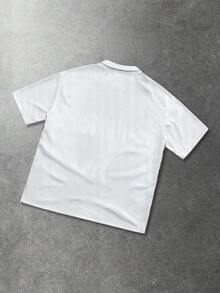 ROMWE MEN Prep Men's Street Graphic Print Polo Shirt, Suitable For Everyday Wear, Spring/Summer - White - View 3