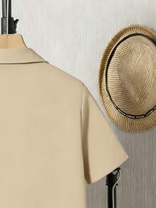 2pcs/Set Fashionable Casual Shirt Outfit For Teen Boys, Spring/Summer, Includes Printed Shirt And Pants, European And American Youth Daily Wear And Social Occasions - Apricot - View 5