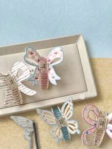 Joivida 花朵蝴蝶结樱桃发爪树脂法式发夹自然风优雅女士发夹配饰日常度假婚礼派对 - 彩色 - 查看 7