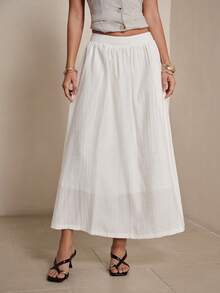 Modelyn Mid-Length Vintage French Style Niche Skirt - Beige - View 1