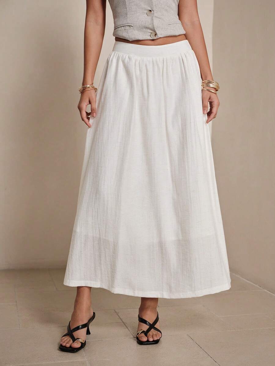 Modelyn Mid-Length Vintage French Style Niche Skirt - Beige - View 1