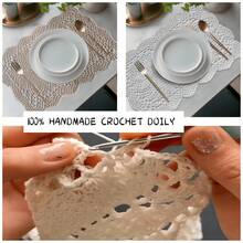 1 Piece/2 Pieces/4 Piece Set Of Handmade Crocheted Lace Placemats, Rectangular Lace Tablecloths, Heat-Resistant Coasters, Table Flags, Suitable For Table Decoration On Holidays Such As Thanksgiving And Christmas, Available In Beige/White - Beige - View 14