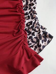 Olithes 2pcs Women Elegant Ruffle Hem Bodycon Mini Skirt Set - Multicolor - View 7