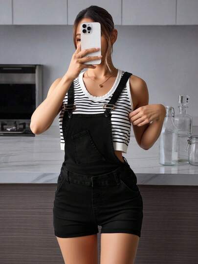 Pantalones Cortos de Mono de Vaquero para Mujer, Pantalones Casuales de Moda en Varios Colores