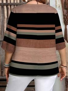 EMERY ROSE Women's Vacation Casual Colorblock Striped Shirt - Multicolor - View 2