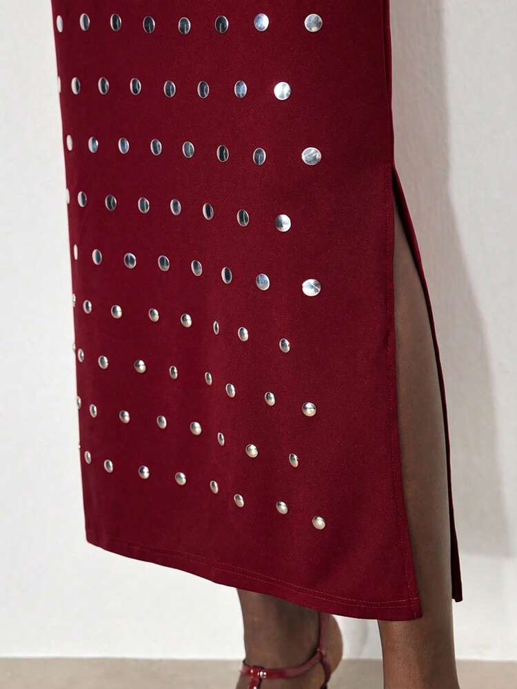 SHEIN Maija Women's Long Sequin Embellished Skirt, Suitable For Party, Commute, Business Casual, Office Wear, Elegant Style, Ideal For Spring/Summer, Valentine's Day