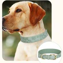 Vòng cổ cho thú cưng bằng da dập nổi, lớp lót spandex mềm mại, kiểu dáng cổ điển, phù hợp cho chó cỡ trung bình và lớn. - Nhiều màu - Xem 2