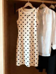 Resyla Women's Spring/Summer New Arrival Bestselling Polka Dot Print Fitted Casual Camisole Dress - Multicolor - View 4