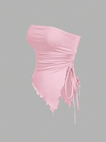 SHEIN MOD Áo corset nhiều mảnh với dây buộc eo xếp ly, áo ống in họa tiết retro, áo mùa thu, áo đi chơi, áo tank top màu nâu, áo ống nữ, áo không dây, áo quây, áo dây rút. - Nhiều màu - Xem 13