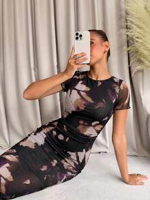 Vestido de manga corta con estampado de moda para mujer, primavera/verano - Multicolor 3 - Ver 3