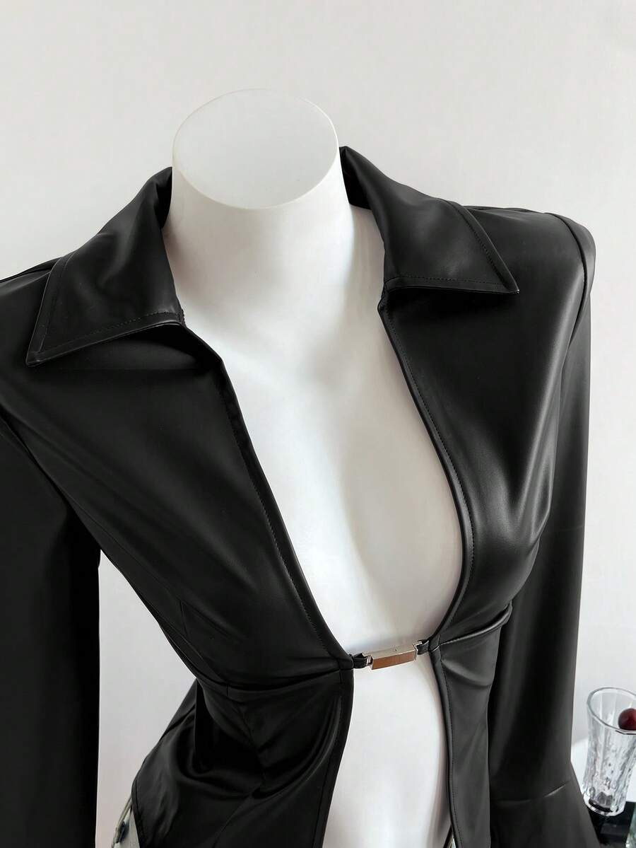 Elamini Women's New Sexy V-Neck Long Sleeve Blouse, Metal Hook Closure And Ruffle Sleeve Design. Striped Print Ruffle Sleeve Shirt, Long Sleeve Top - Black - View 1