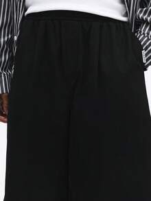 SUMWON Shorts Denim Larga com Cintura Elástica, Estilo Casual de Verão - Preto - Visão 6