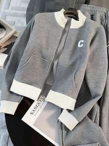 Resyla 宽松立领插肩袖开衫 + 直筒裤（带隐藏口袋）