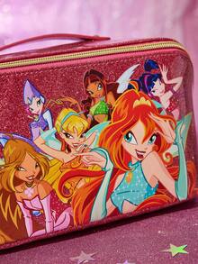 The Winx X SHEIN 1个大容量透明化妆包，多功能收纳包，小物件收纳包，旅行收纳包，数码收纳包，适合日常携带小物件、旅行、办公、化妆或学习使用，专为女性设计，送礼佳品 - 紫紅色 - 查看 4