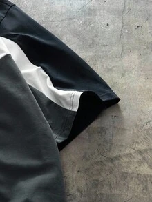 AXEPEAK 大码男士休闲宽松拼色圆领短袖 T 恤，夏季