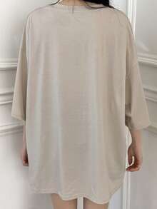 DAZY Teens (Girls) Casual Loose Fashionable Versatile Short Sleeve Printed T-Shirt, Popular Style - Apricot - View 4